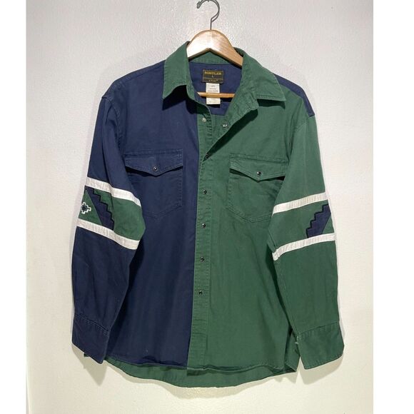 Rustler by wrangler shirt VTG western pearl snap long sleeve Khaki men L/G - Picture 1 of 6